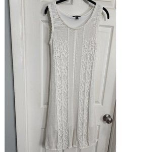 White crochet open knit knit sun dress